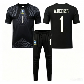 Billige Fotballdrakt Brasil Alisson Becker #1 Keeper Replika Hjemmedraktsett Barn VM 2026 Kortermet (med bukser)
